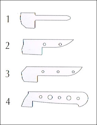Différentes formes de la soie des lames de couteaux de cuisine